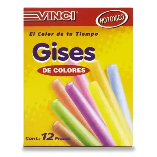 Caja con 12 gises de colores delgados