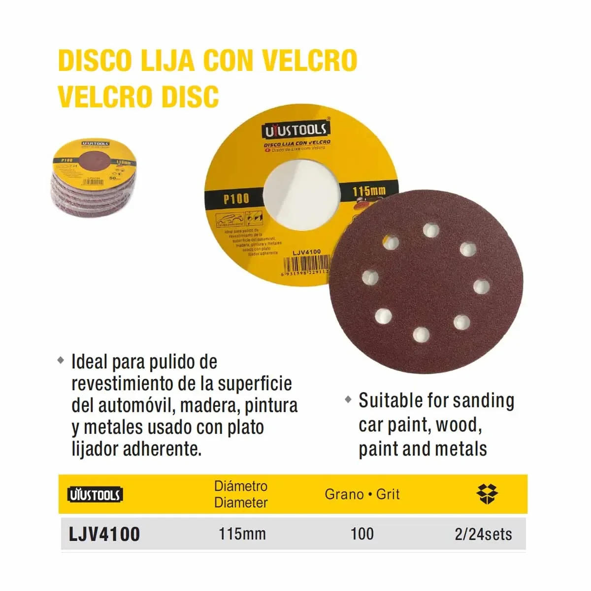 DISCO LIJA C/Velcro (Set/50pz) 115mm UYUST Nro 100