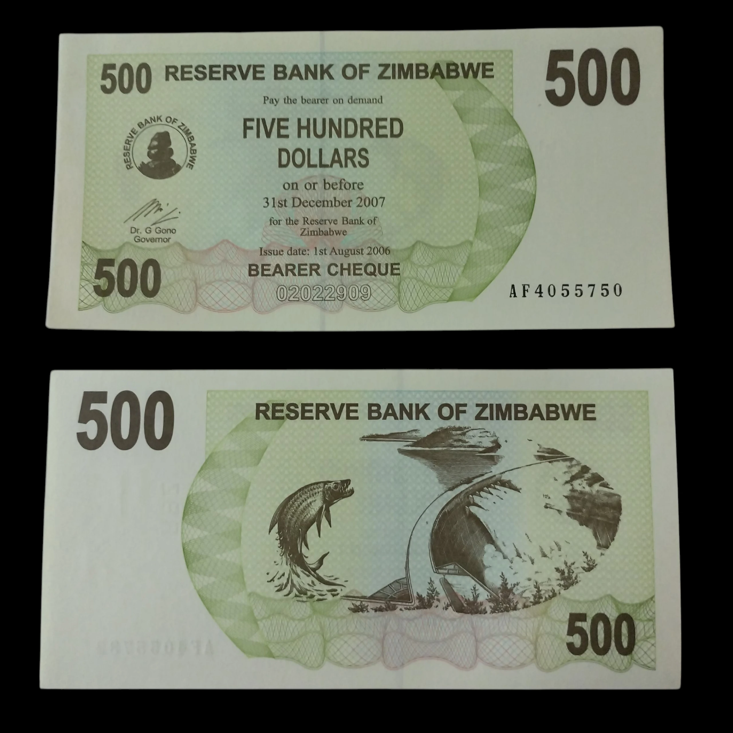 • Zimbawe 500 dolares UNC 