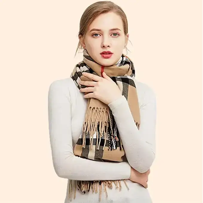 Bufanda Mujer Invierno de Lana,Pashminas Mujer de Punto para Frio y Térmicos,Chales para Mujer de Tela Scocesa Largo y Elegante 2