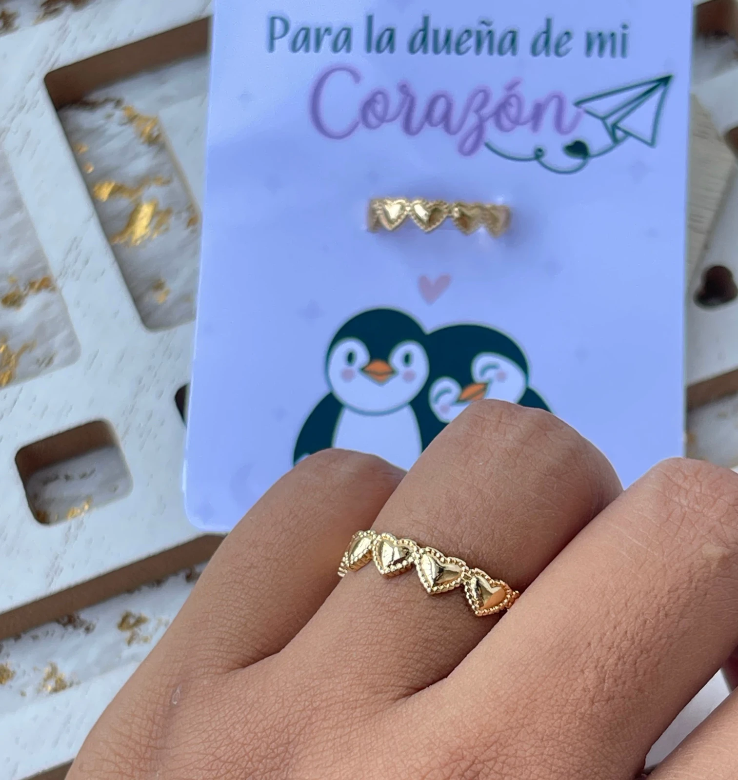 Anillo ajustable corazoncitos