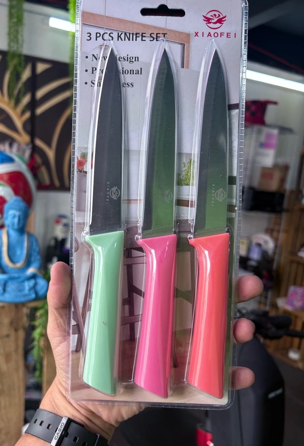 SET DE TRES CUCHILLOS PREMIIUM MANGO COLOR PASTEL  3