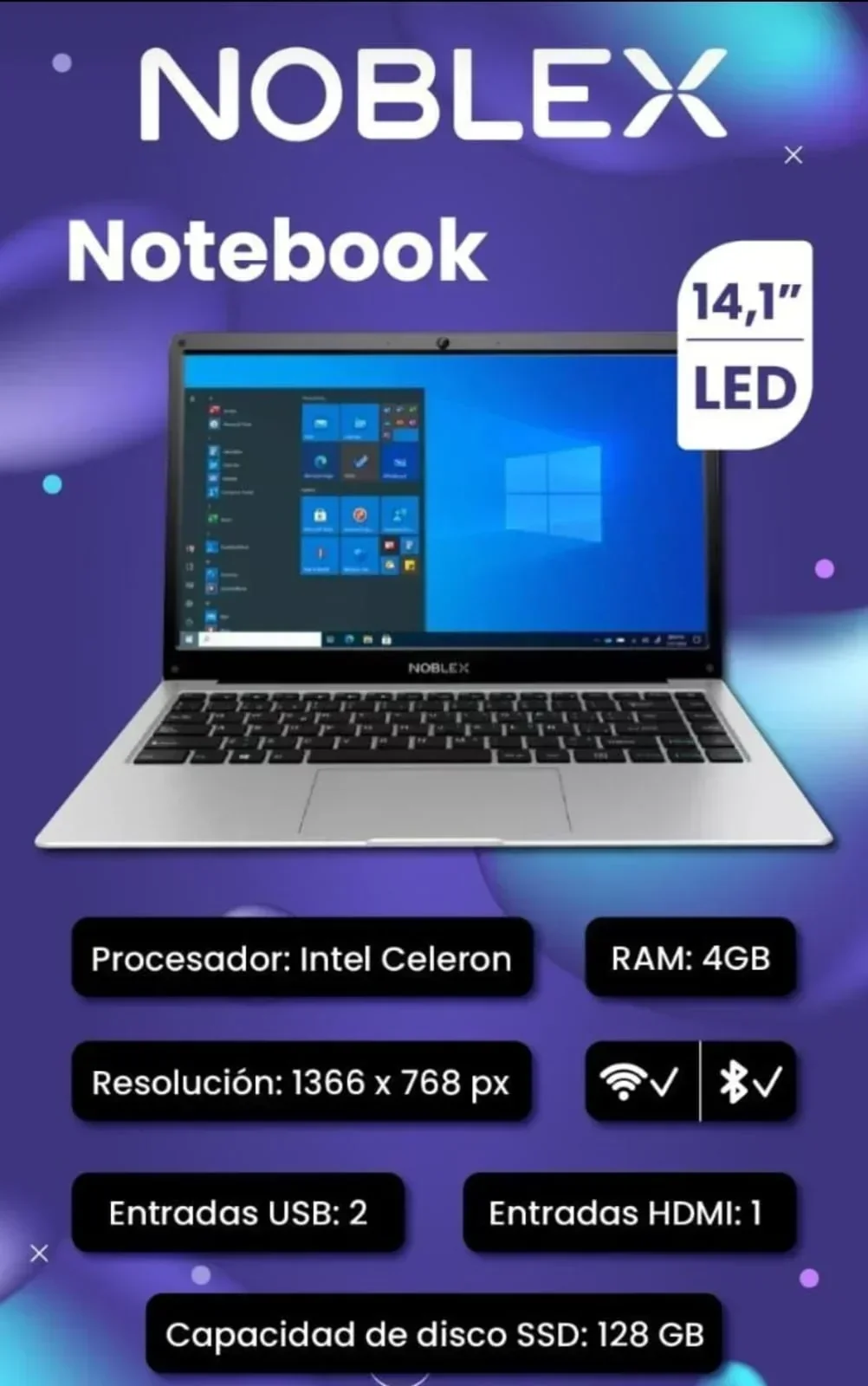 Notebook Noblex14.1 Hd Intel Celeron N4020 4gb/128gb 