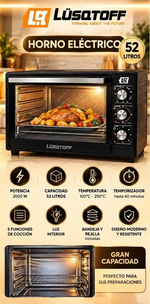 HORNO ELÉCTRICO LÜSQTOFF 52 L *CONSULTAR DISPONIBILIDAD CON EL VENDEDOR*