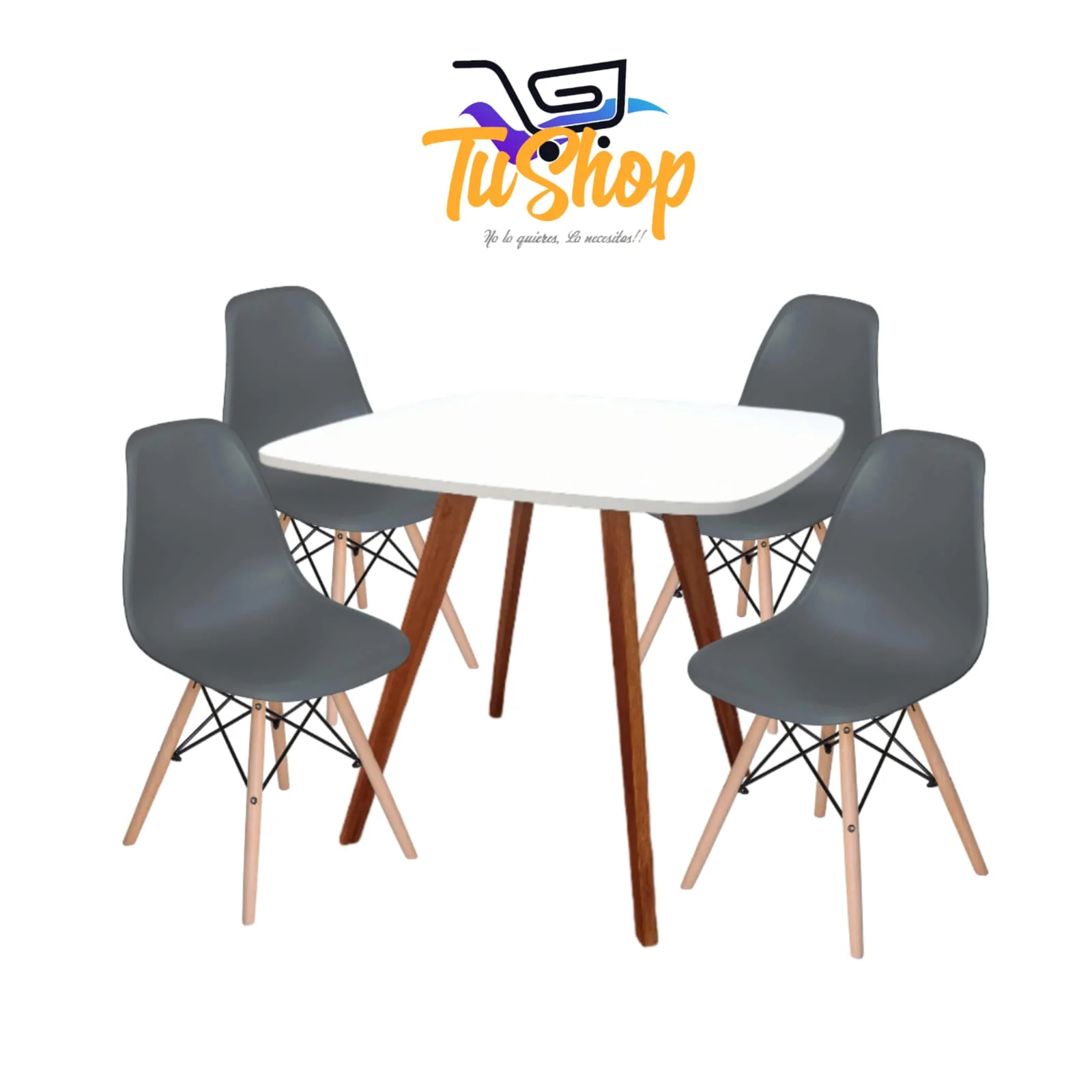 Juego Comedor Nordico Sillas GRIS  2