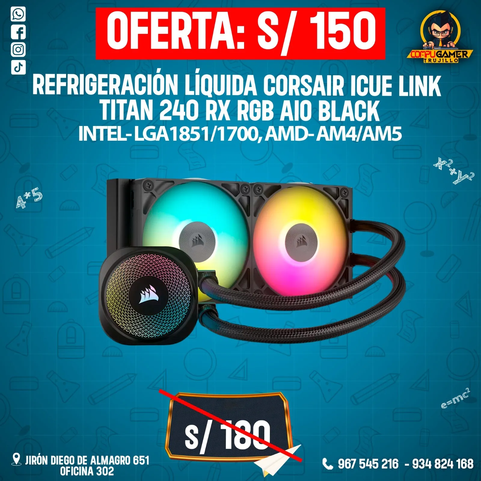 REFRIGERACIÓN LÍQUIDA CORSAIR ICUE LINK TITAN 240 RX RGB AIO BLACK