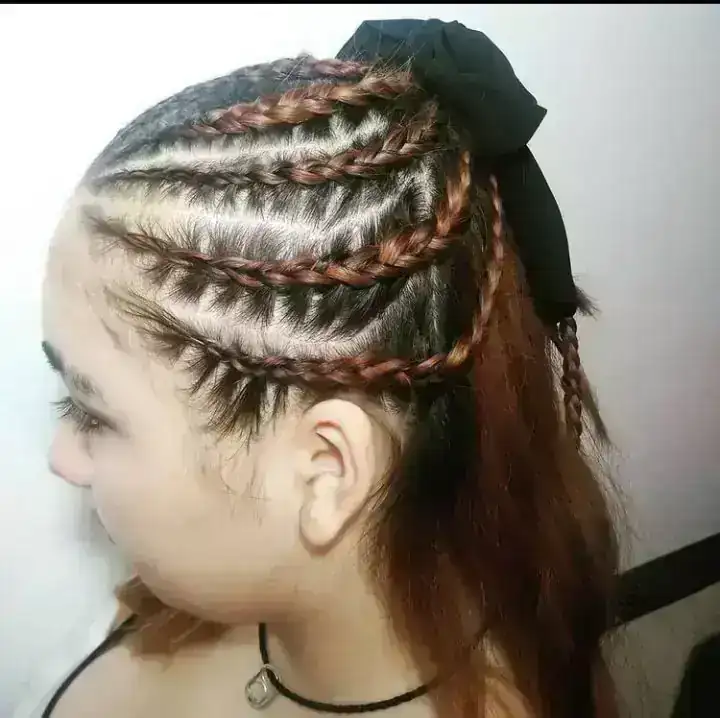 Medio recogido de trenzas cosidas  3
