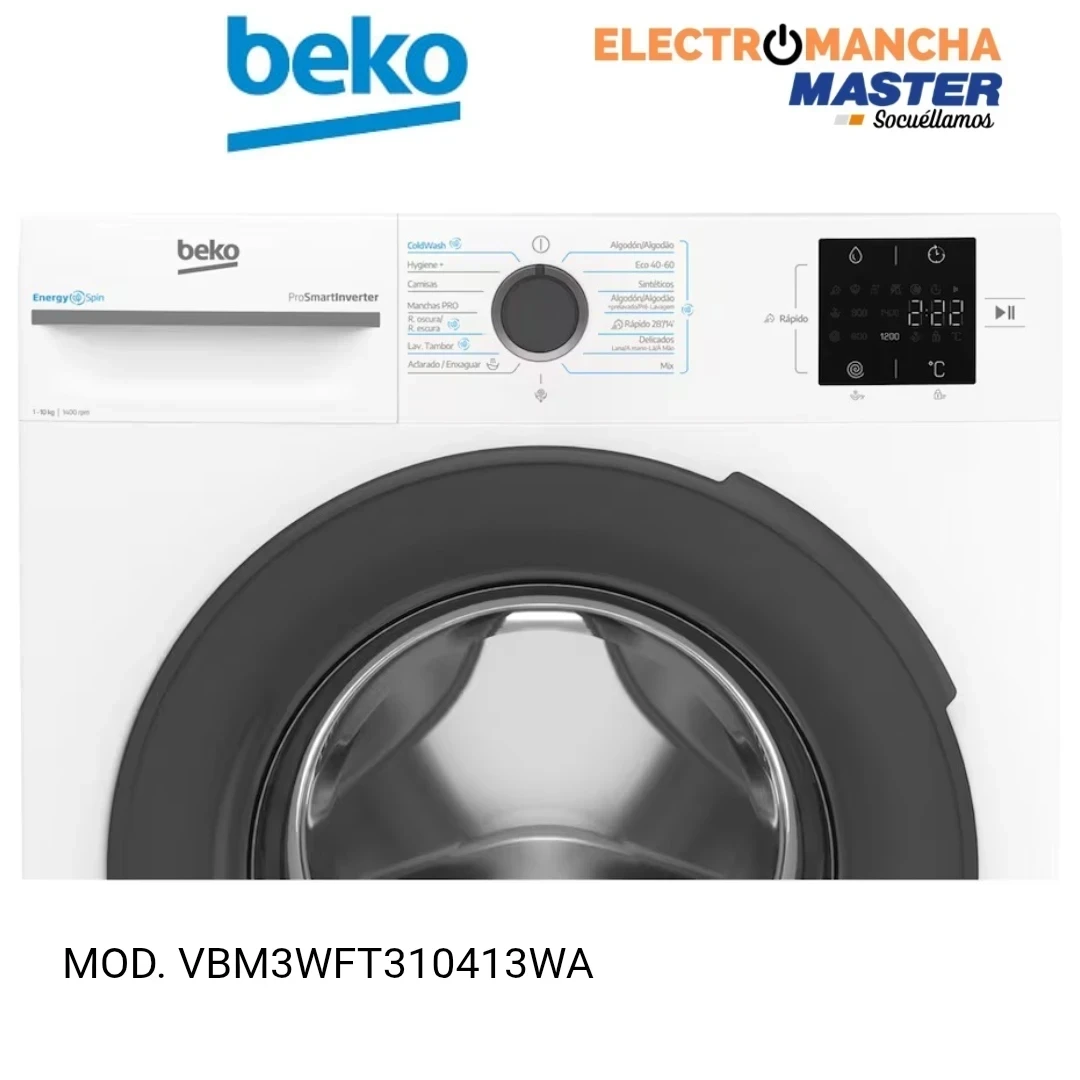 LAVADORA BEKO VBM3WFT310413WA 10 KILOS 1400 RPM. A  6