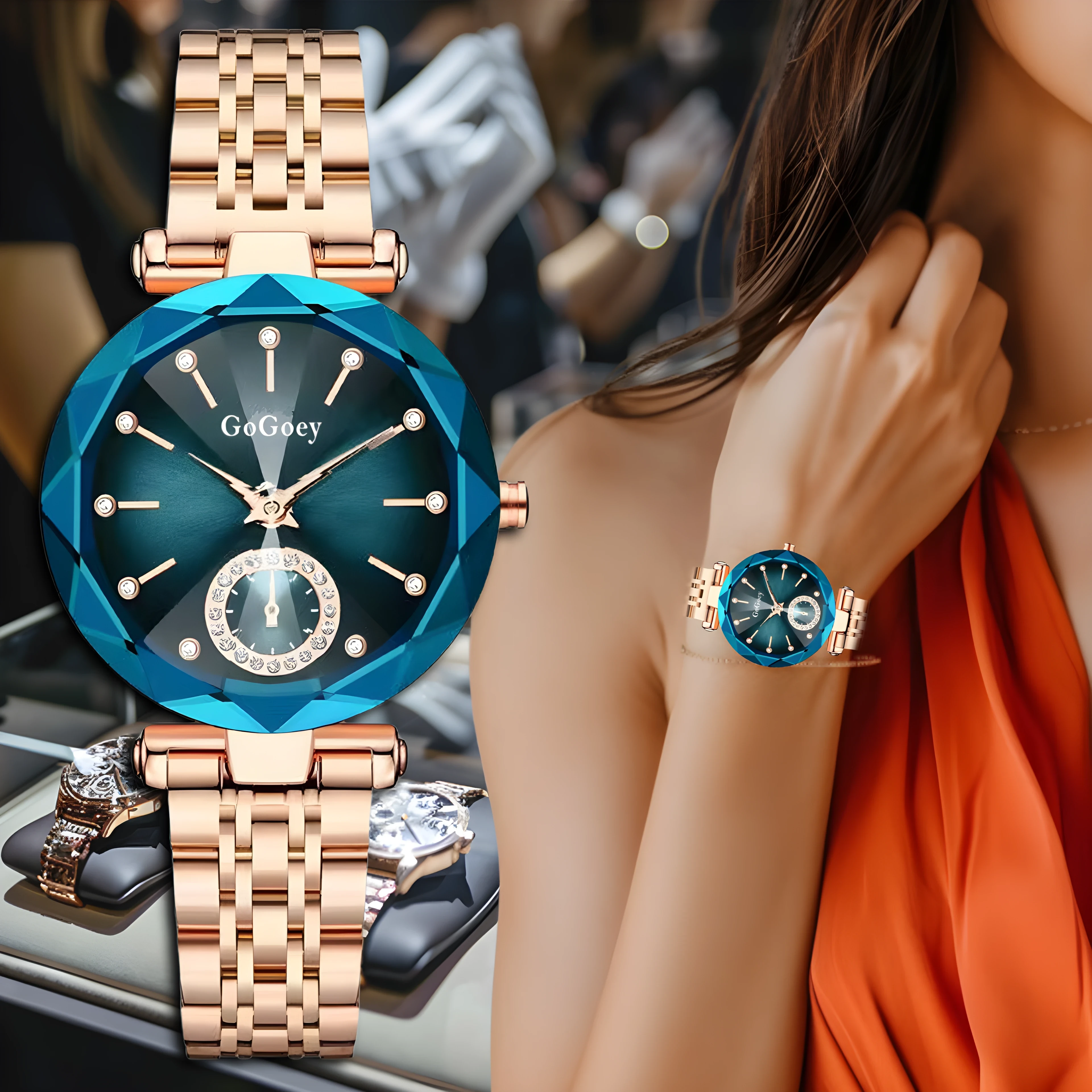 Reloj Elegante De Cristal