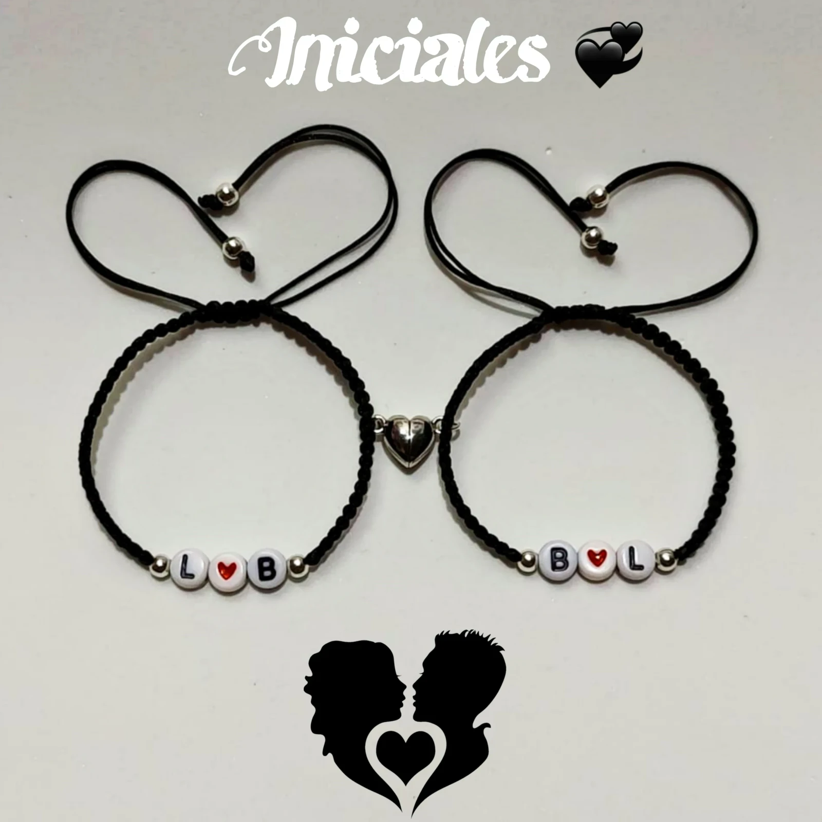 Dúo Pulseras de Iniciales Negras 2