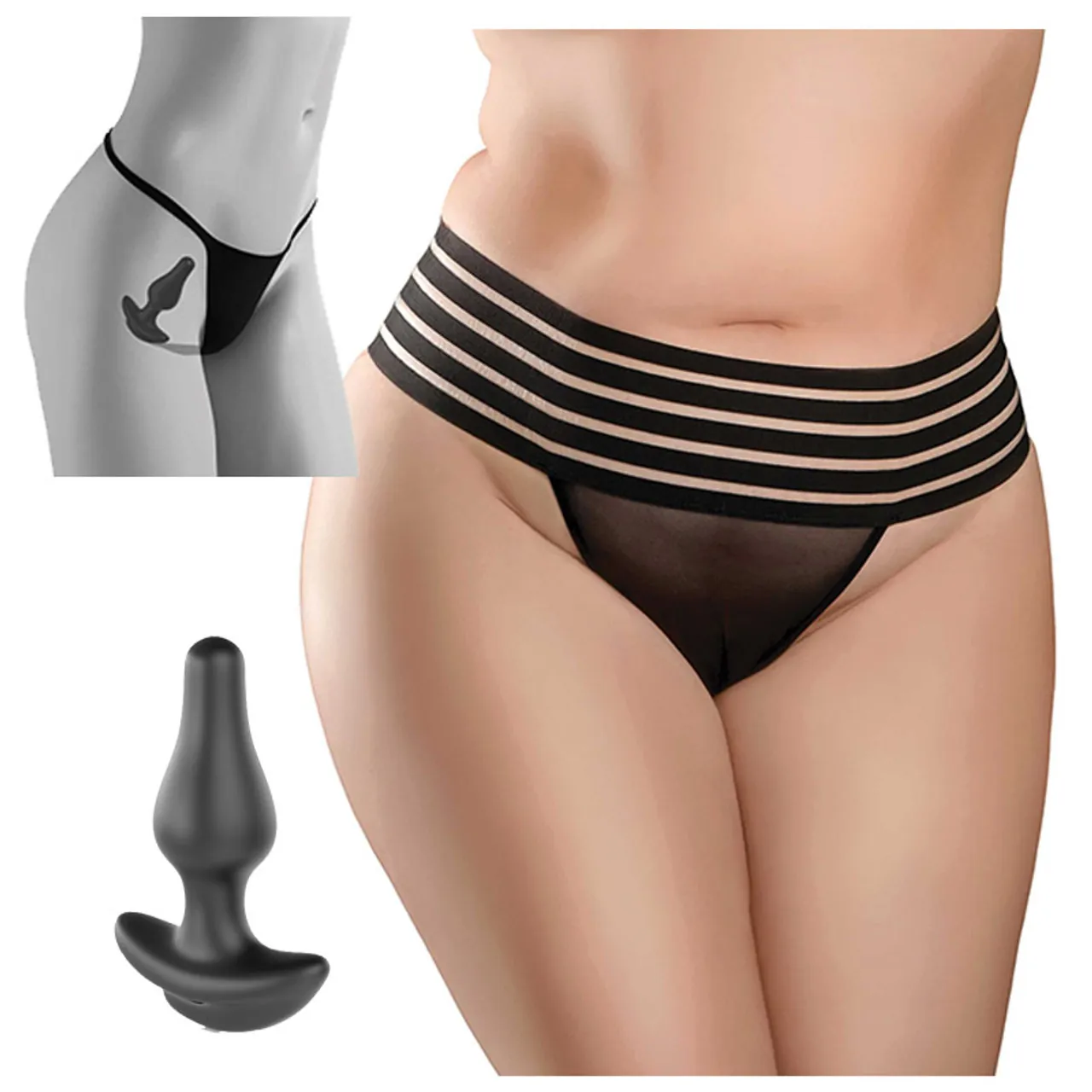 Hookup Panties Crotchless Love Garter with Butt Plug – XL-2XL 2