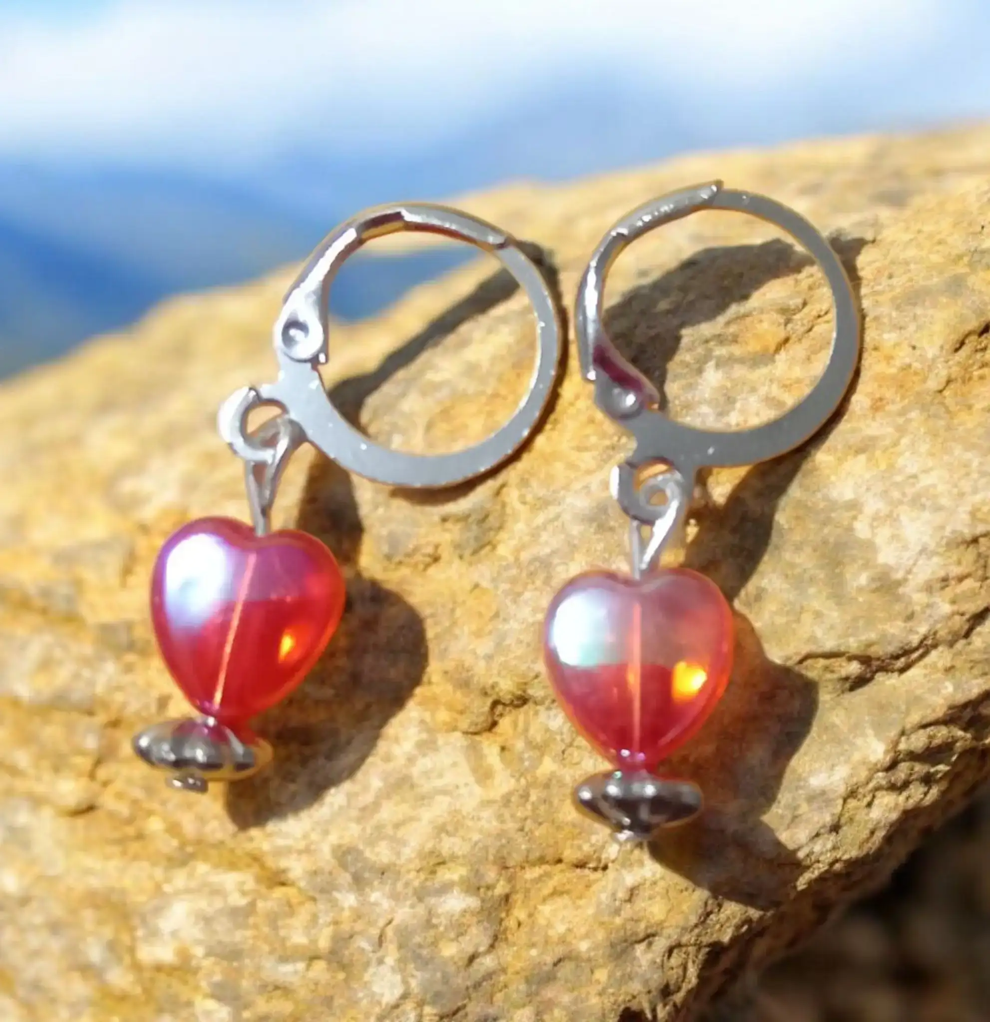 Aretes corazón rojo