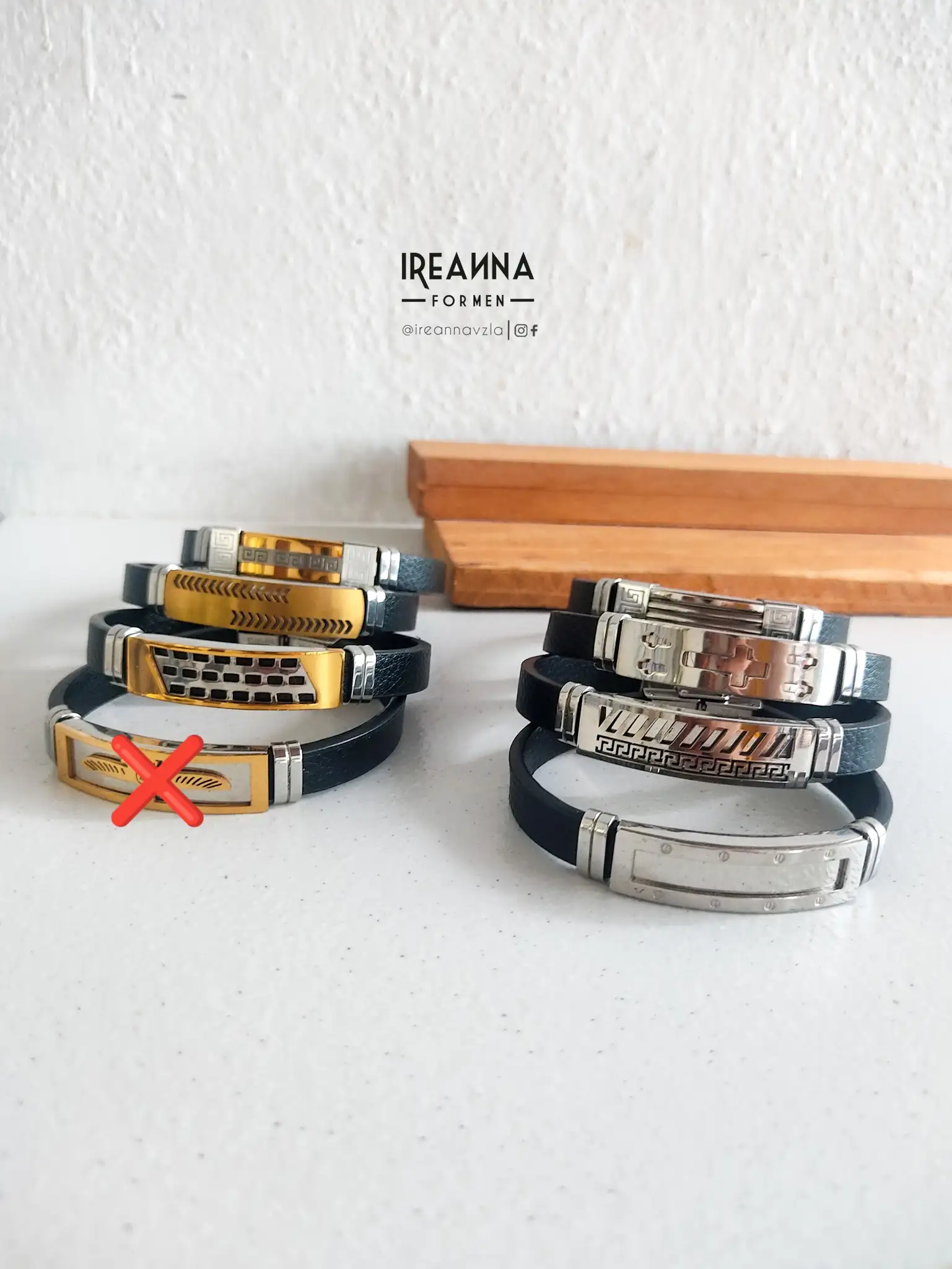 Pulseras cuero con acero