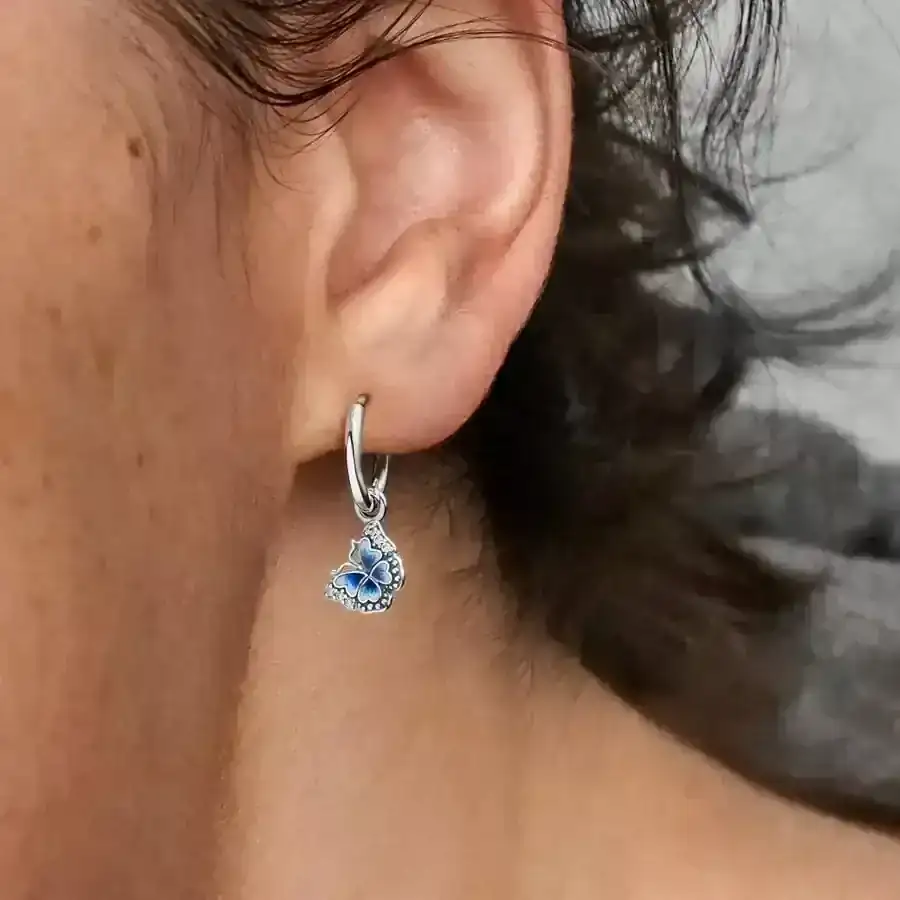 Pendientes Aro Mariposa Azul  2