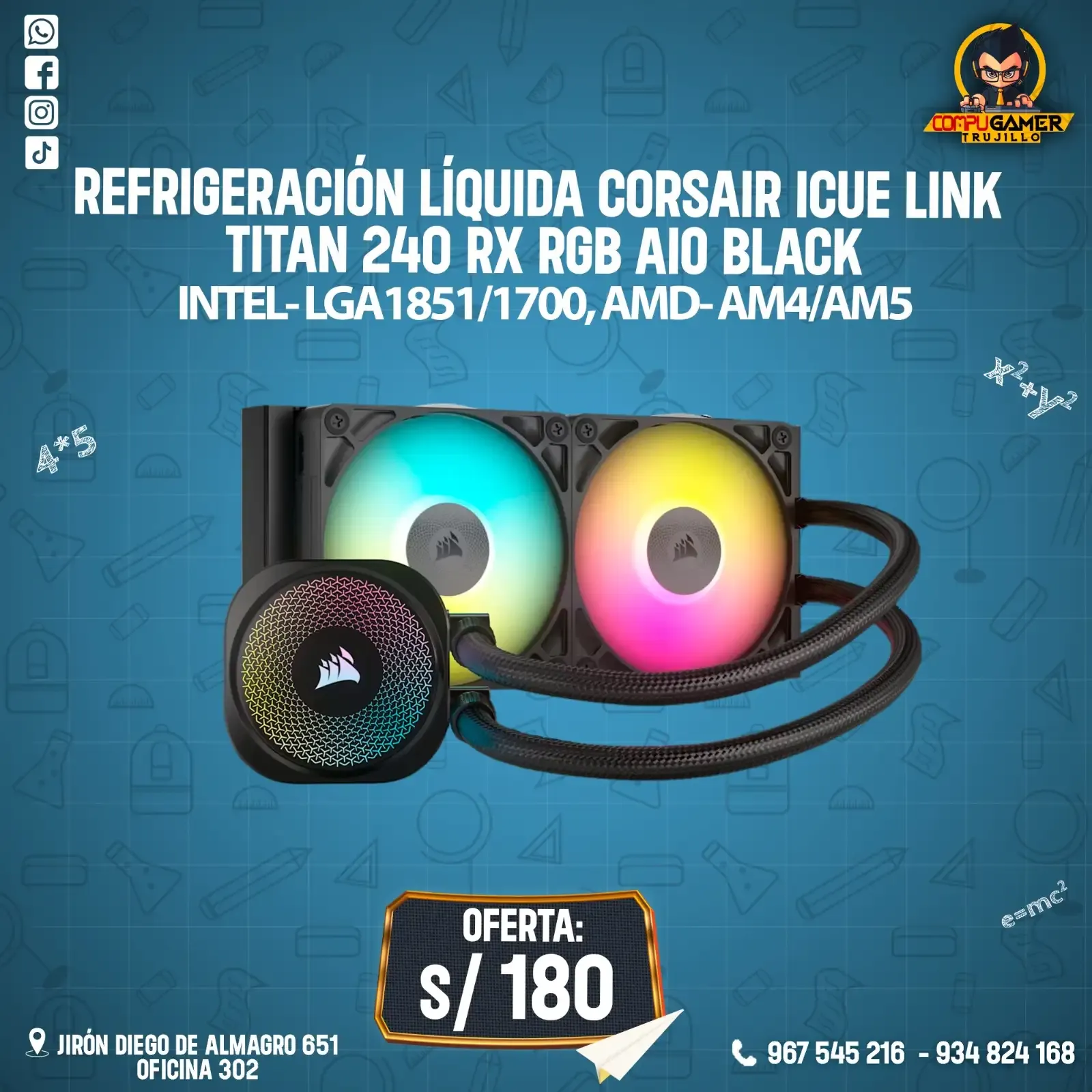 REFRIGERACIÓN LÍQUIDA CORSAIR ICUE LINK TITAN 240 RX RGB AIO BLACK