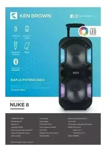 Bafle Ken Brown Nuke 8 Led Bluetooth 3
