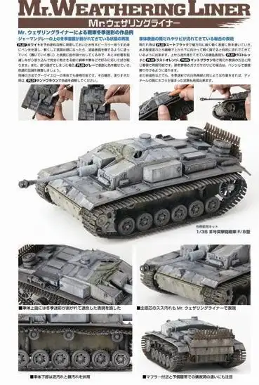 Mr. Weathering Liner SNOW Color Set 3