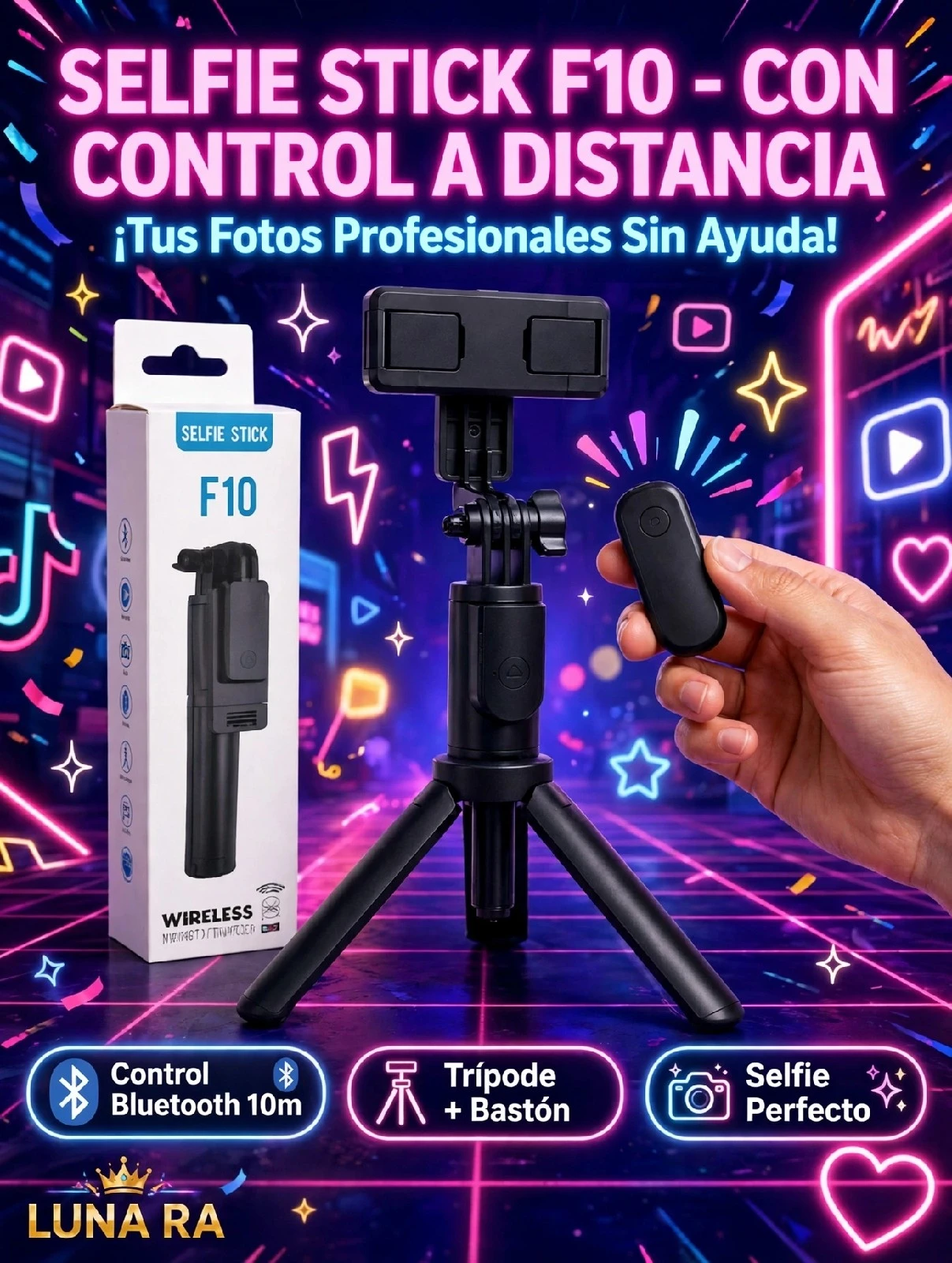 PALO SELFIE CON TRIPODE PARA CELULAR 