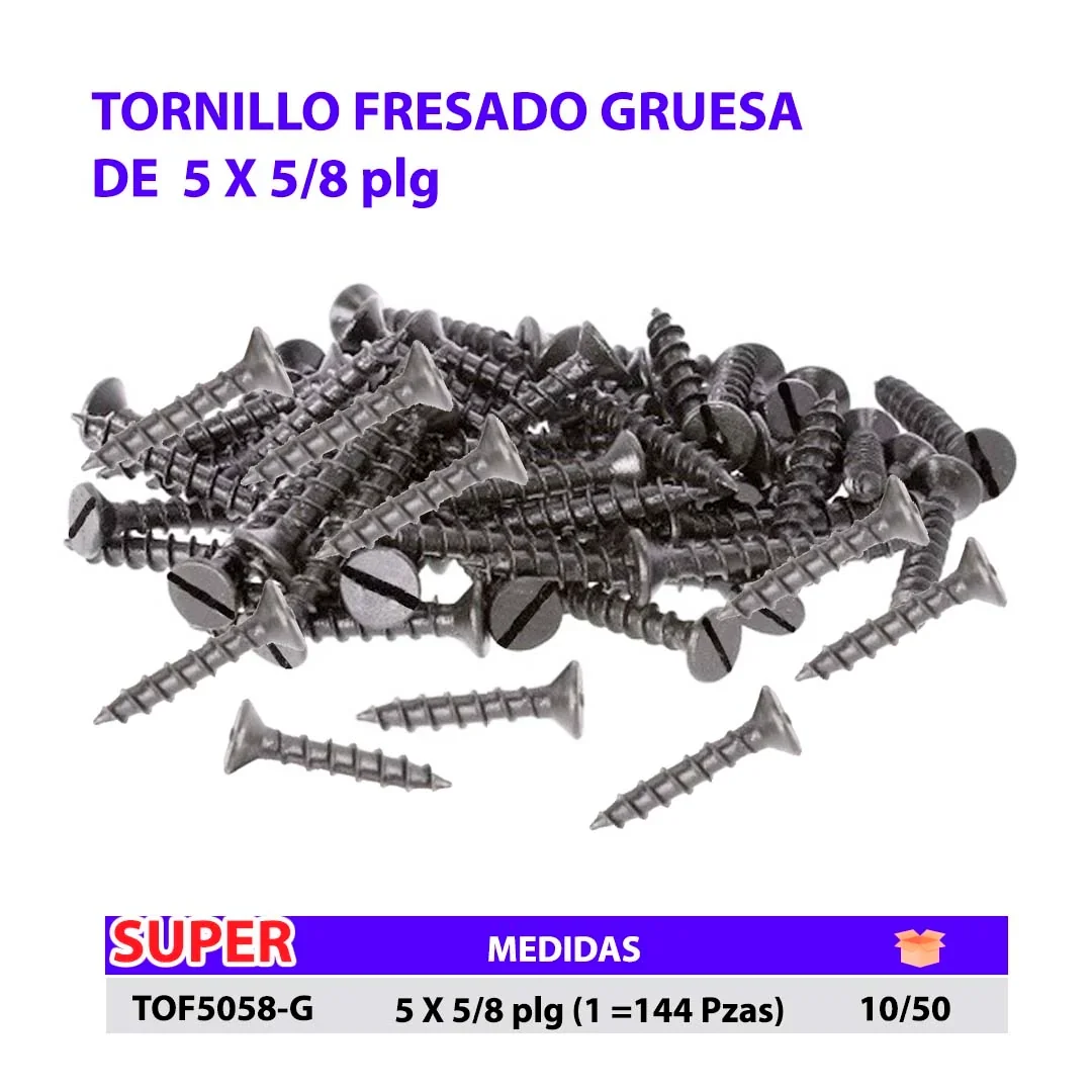 TORNILLO FRESADO (Gruesa/144pz) 5 X 5/8"