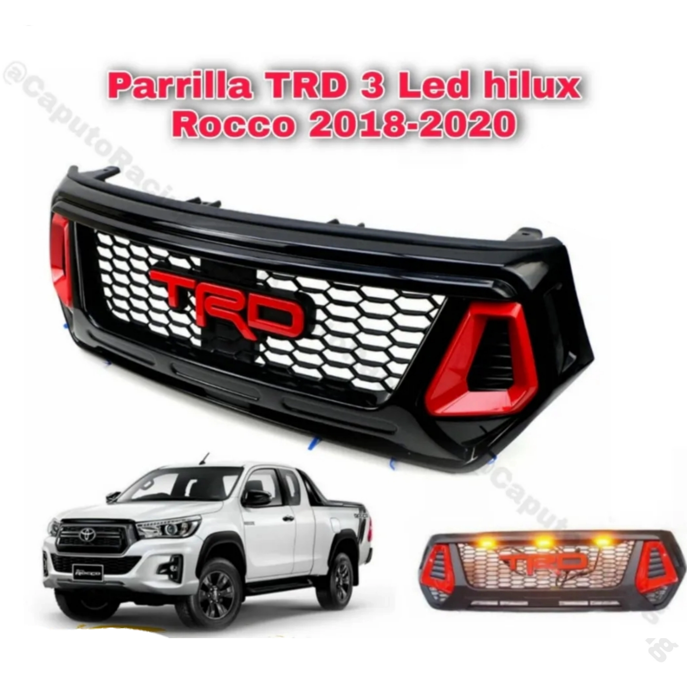 PARRILLA FRONTAL TOYOTA HILUX 2016-2020 LED