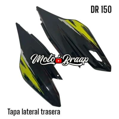 PL DR 150 Tapa lateral trasera negra (par) calcomania amarilla IMTAL263 OKL