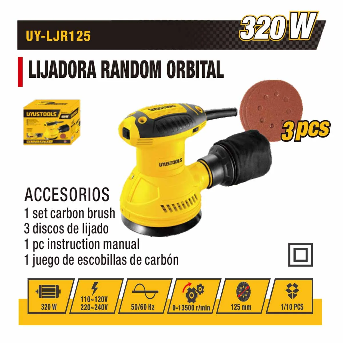 LIJADORA ORBITAL UYUST 125MM-320W
