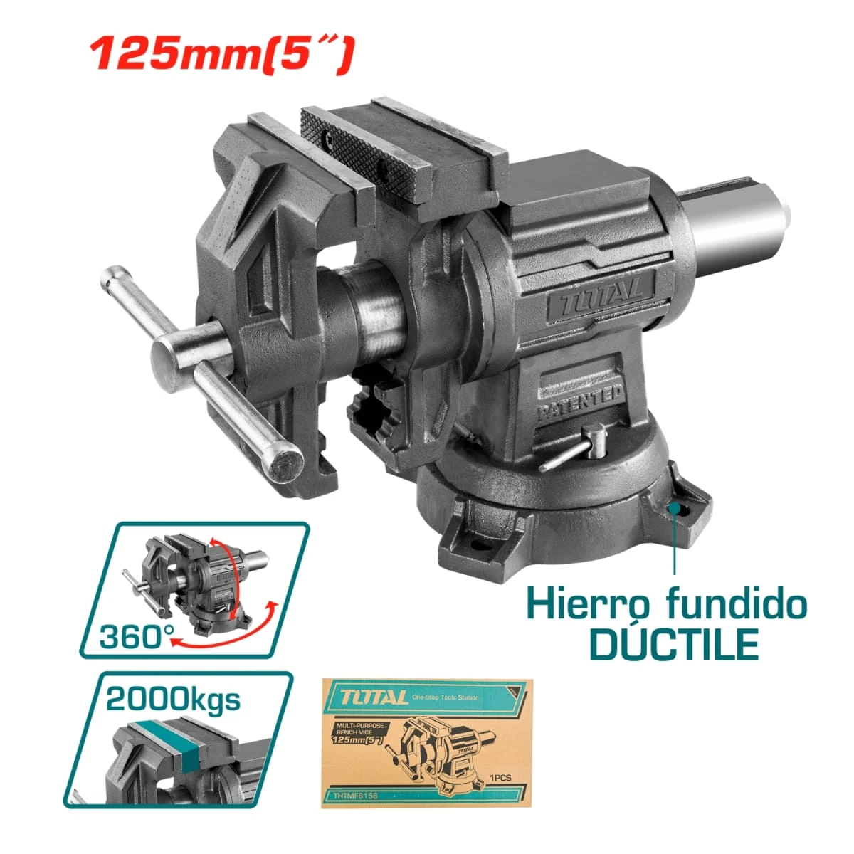THTMF6156 Tornillo de banco 5" cabezal giratorio total 