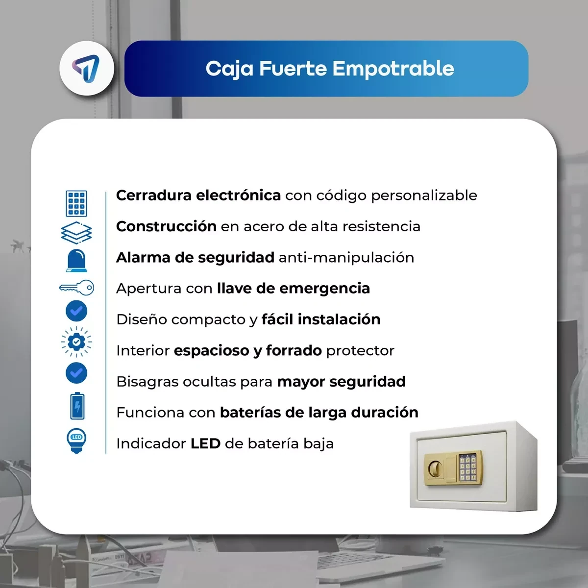 CAJA FUERTE DE SEGURIDAD DIGITAL ALTA RESISTENCIA Waggs CF002 BLANCO 2