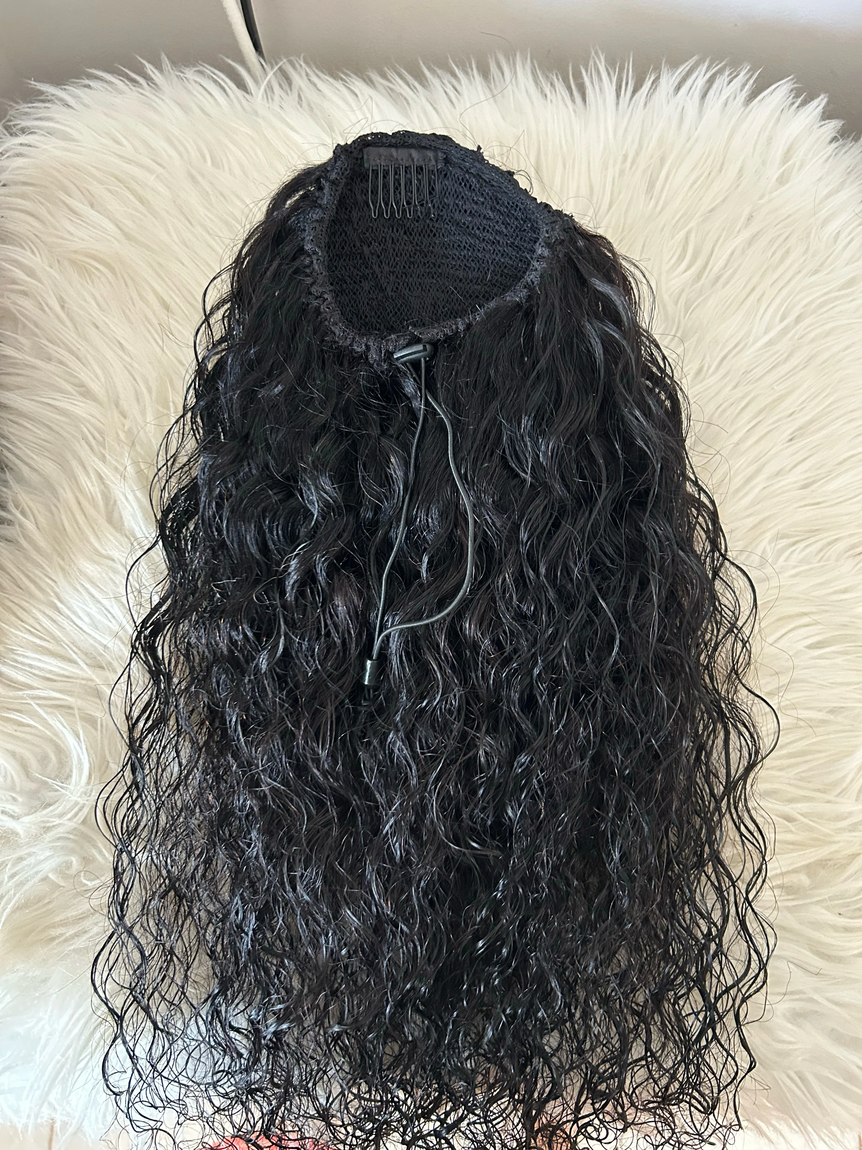 Cola de cabello humano rizado 22 pulgadas, color natural  4