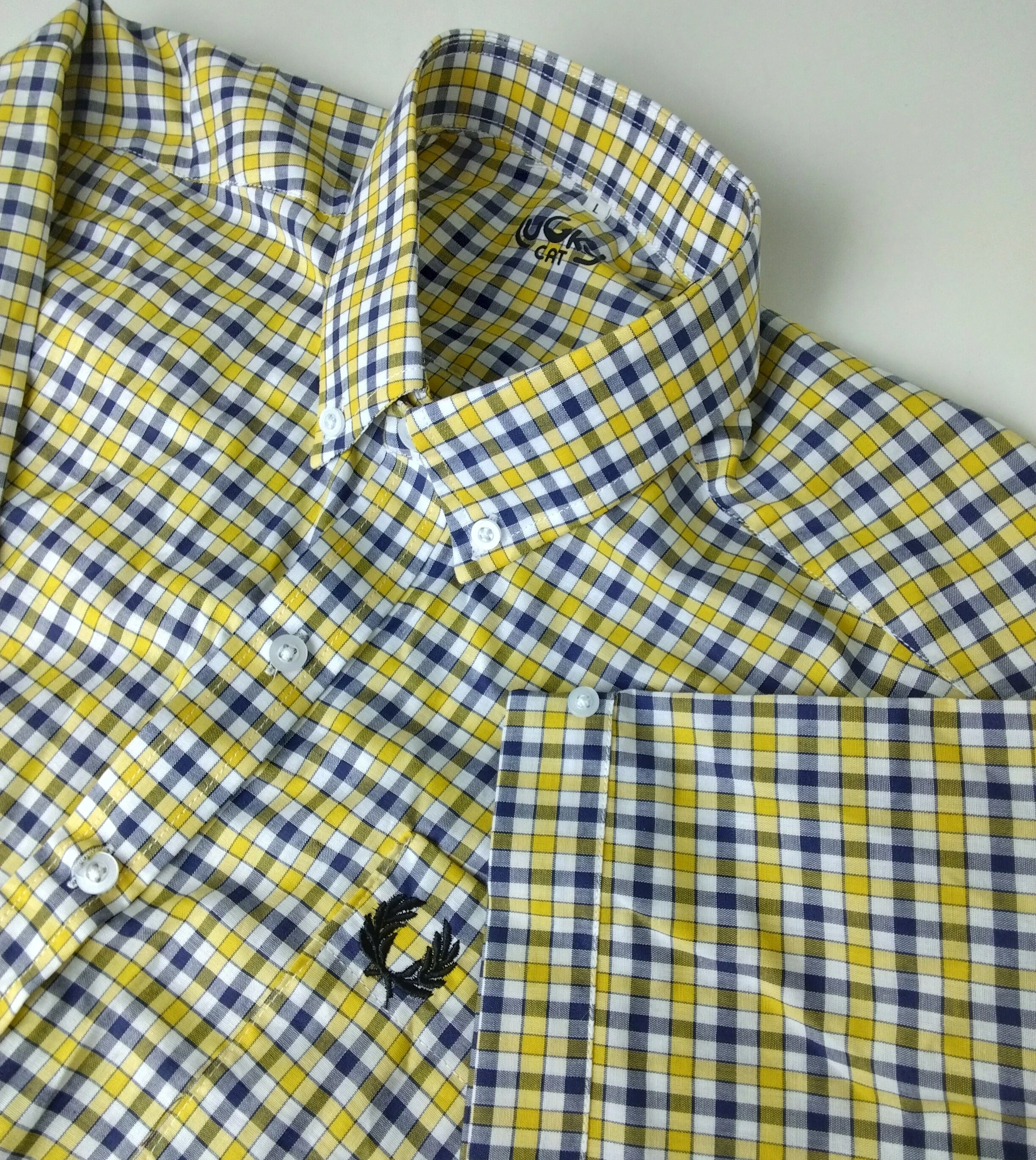 Camisa cuadros  amarilla con azul 