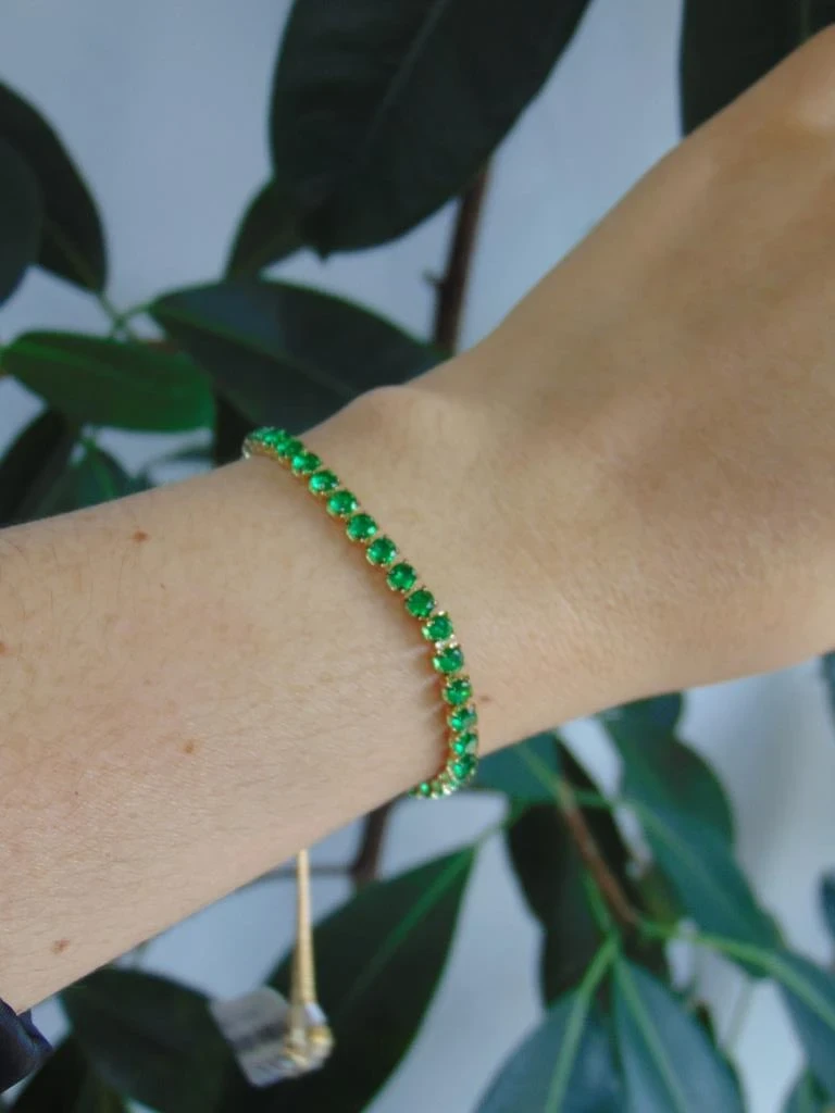 PULSERA RODIO DOR CORBATIN TENNIS VERDE