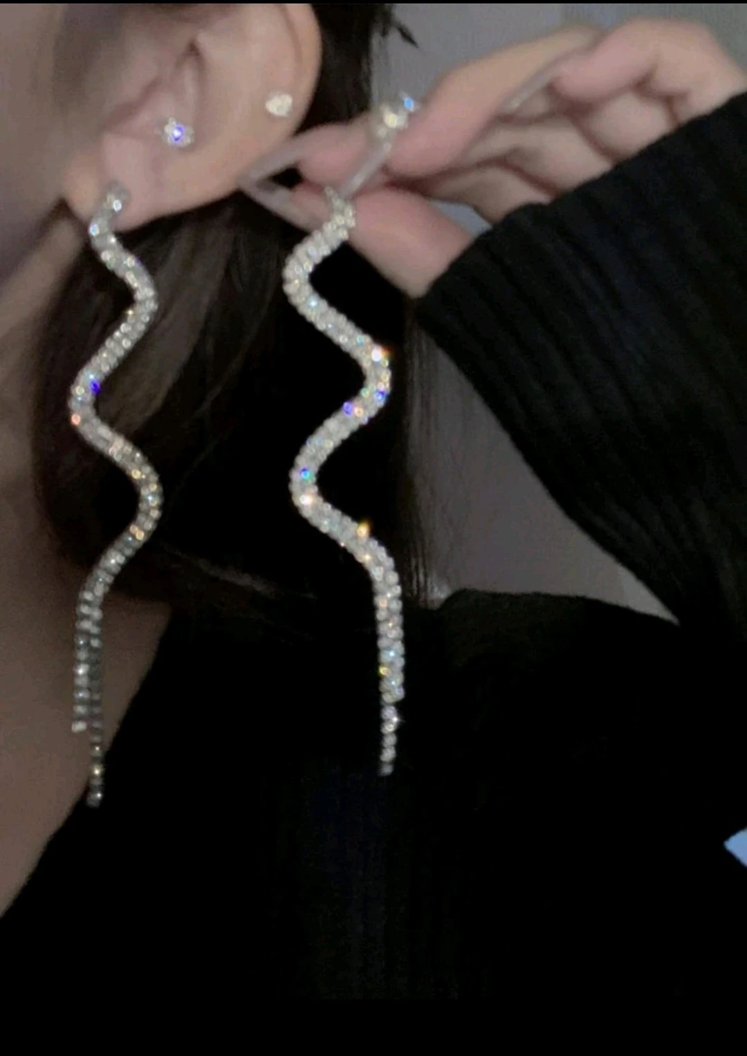 Aretes largos forma de serpiente 5