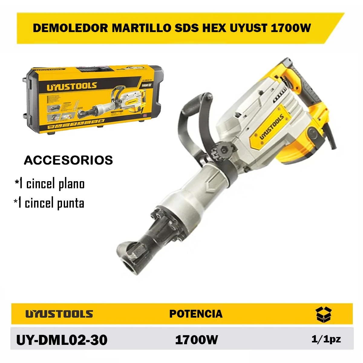 DEMOLEDOR MARTILLO SDS HEX UYUST 1700W