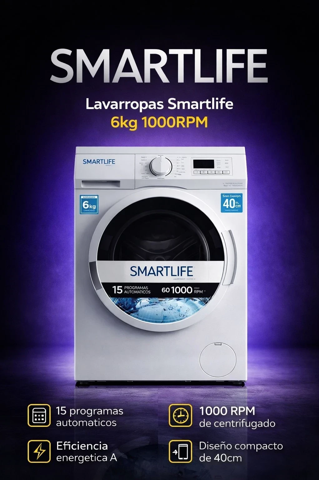 LAVARROPAS SMARTLIFE 6KG  1000RPM*