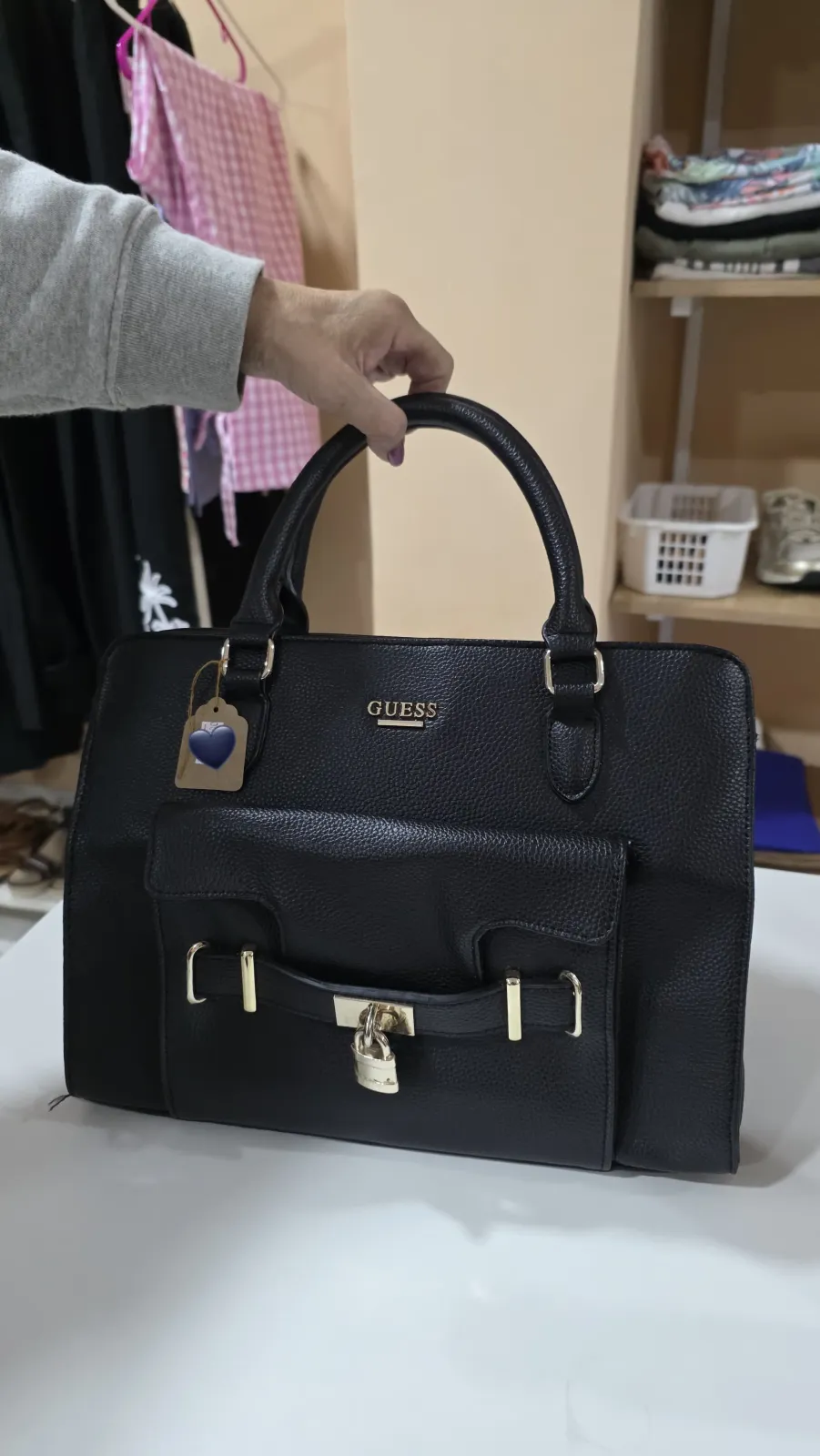 Guess Shoulder Bag Purse Womens Sz L Crista Black