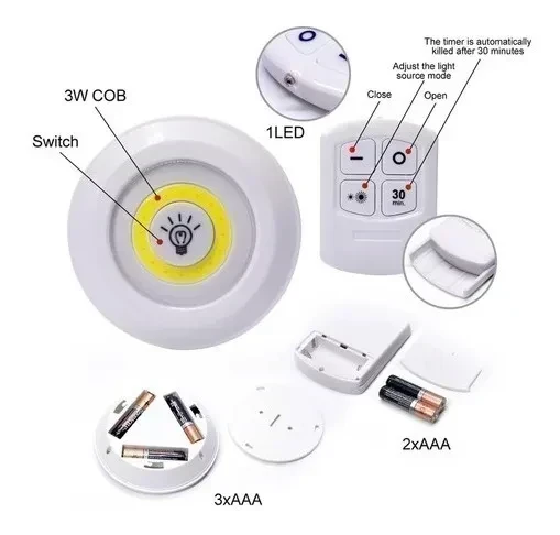 Set Luces Led Inalámbricas Control Remoto Luz Fría 3