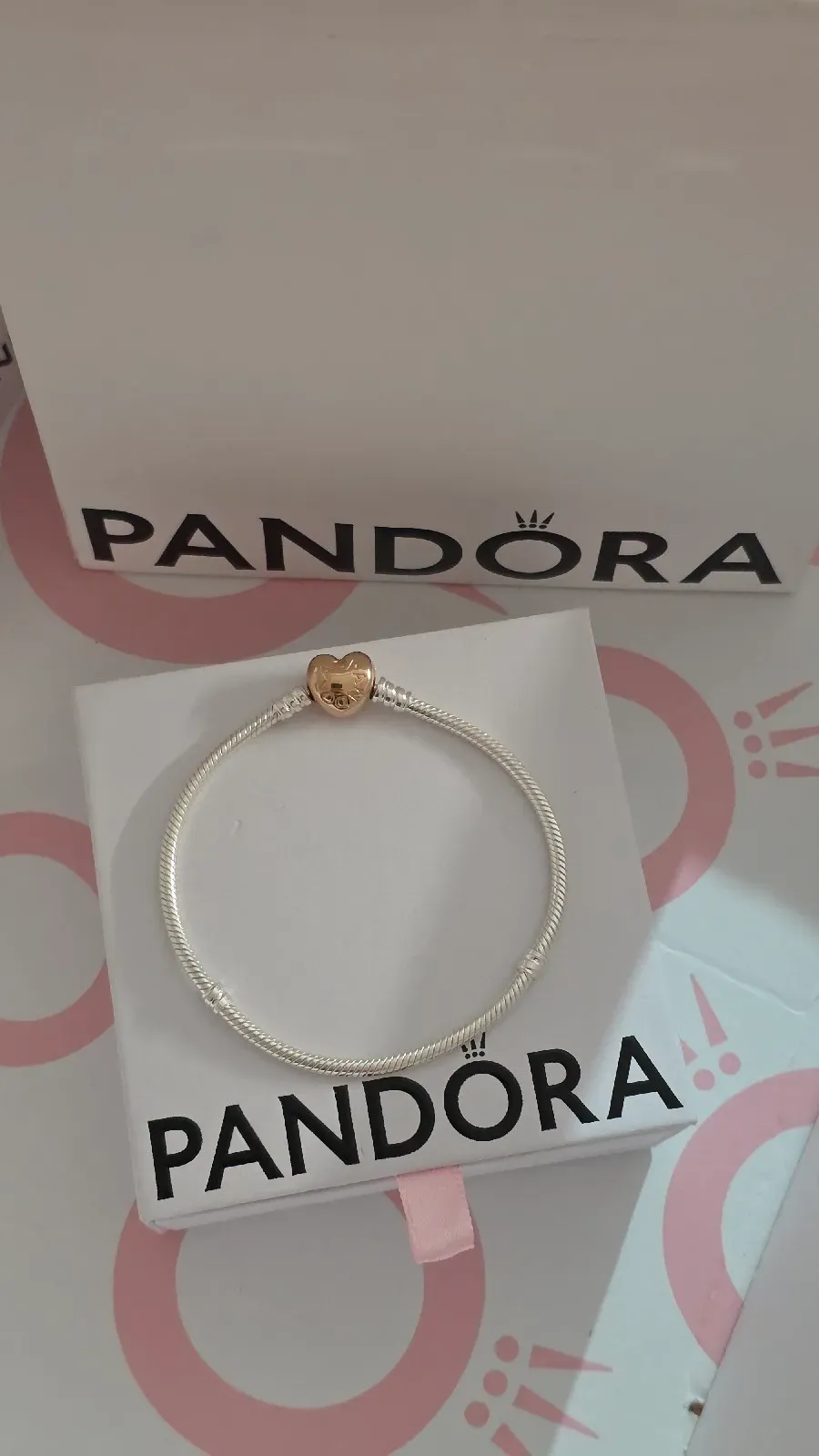 Pandora heart clasp Two-tone silver & Rose Gold 14k moments bracelet 