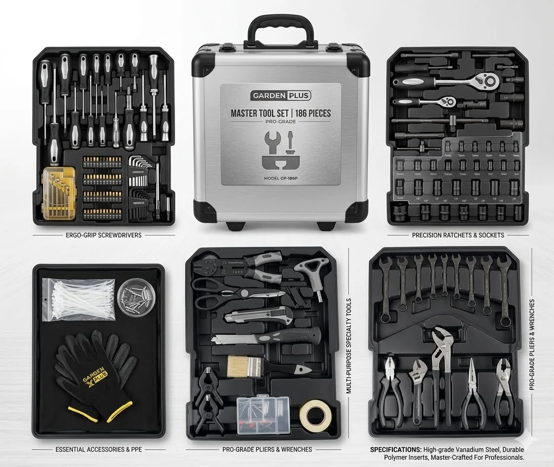 Maletín de Herramientas Garden Plus SET186