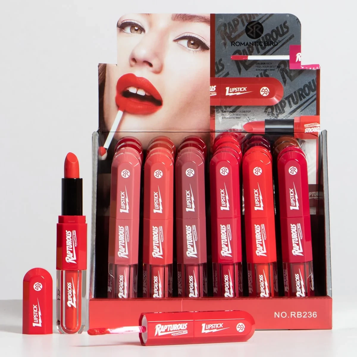 romantic birld labial mate liquido doble rb236