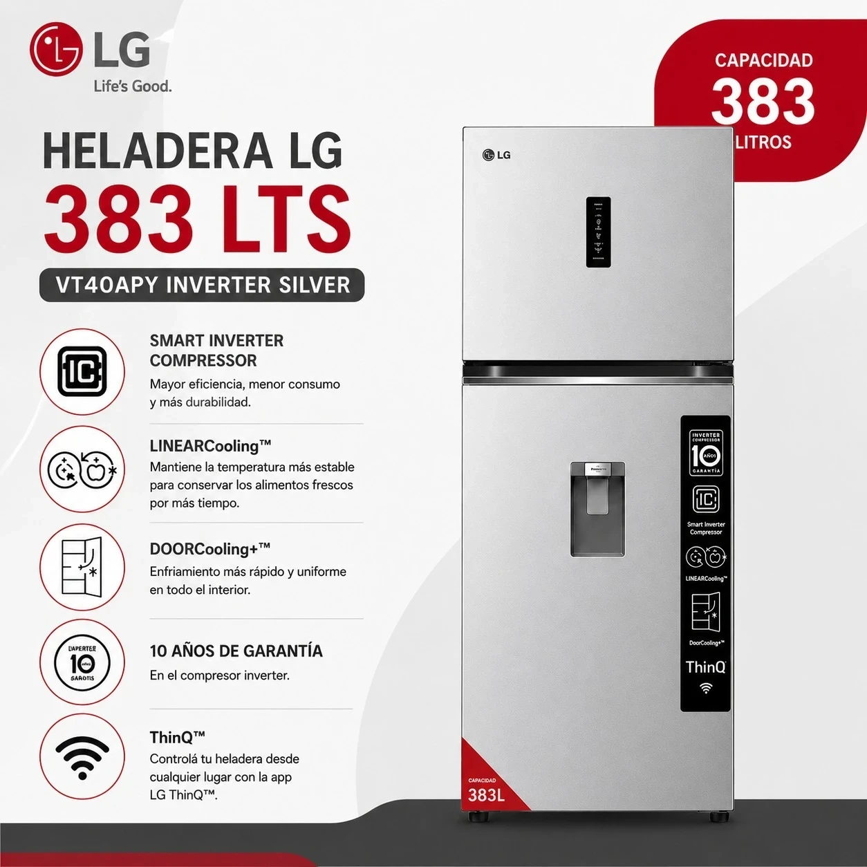HELADERA LG 383 LTS INVERTER