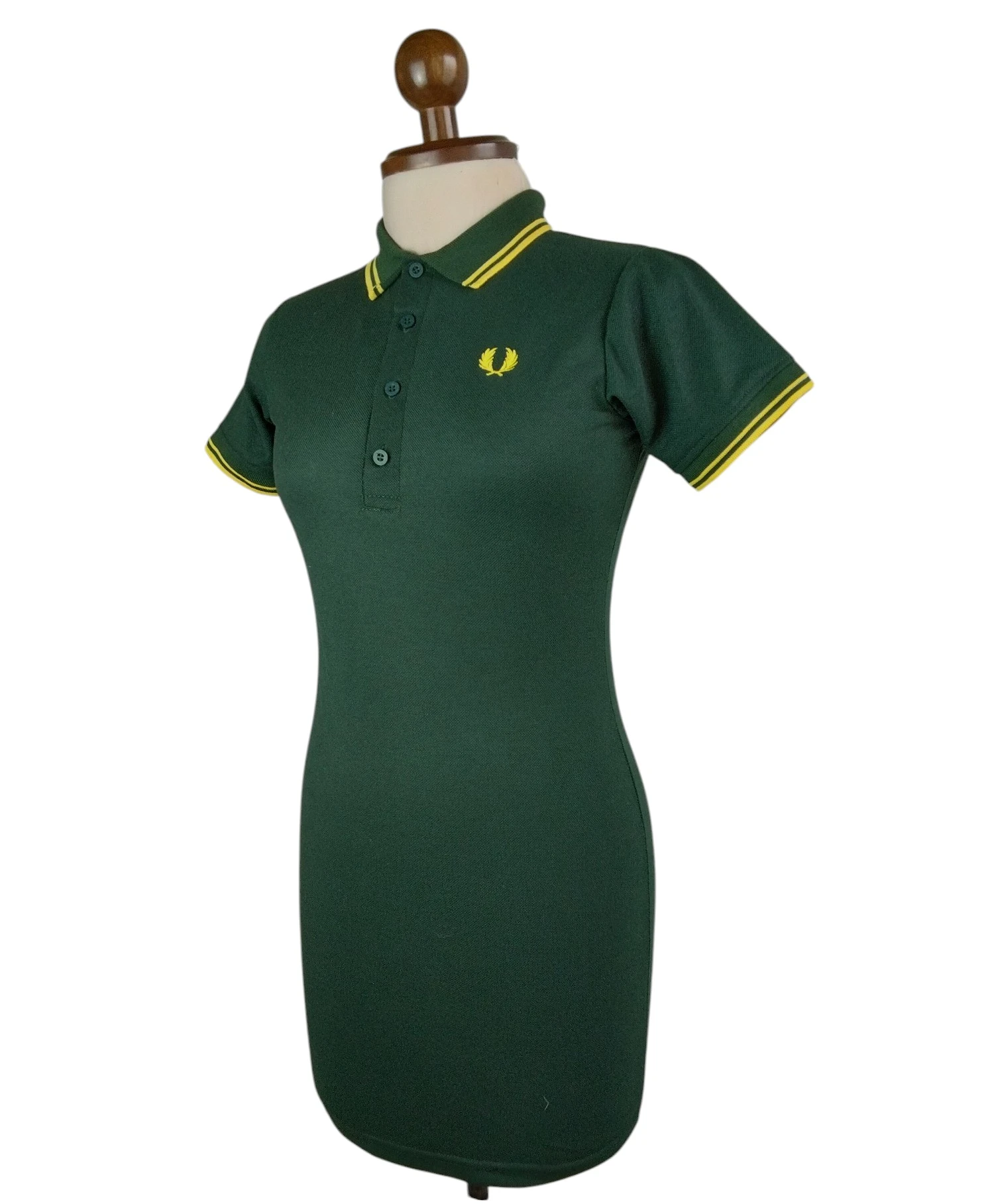 Vestido Polo verde botella con amarillo  2