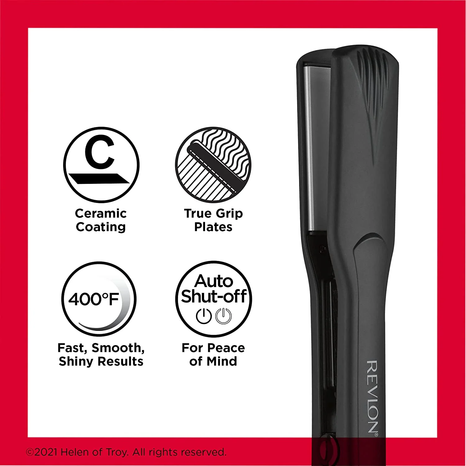 Plancha plana REVLON de cerámica lisa y recta 1.5 pulgadas 2