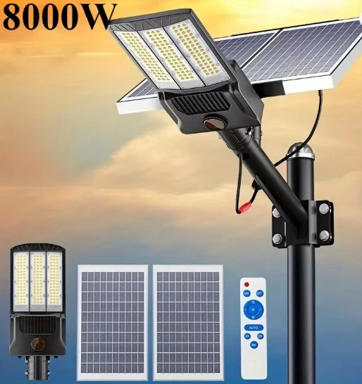 Farolas solares de 8000W, luz de estacionamiento comercial para exterior 5