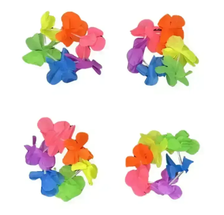 Pulsera de flores de tela multicolor 