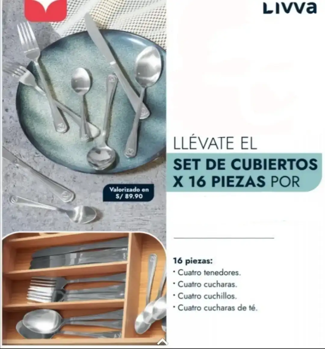 CUBIERTOS LIVVA X16 PIEZAS 