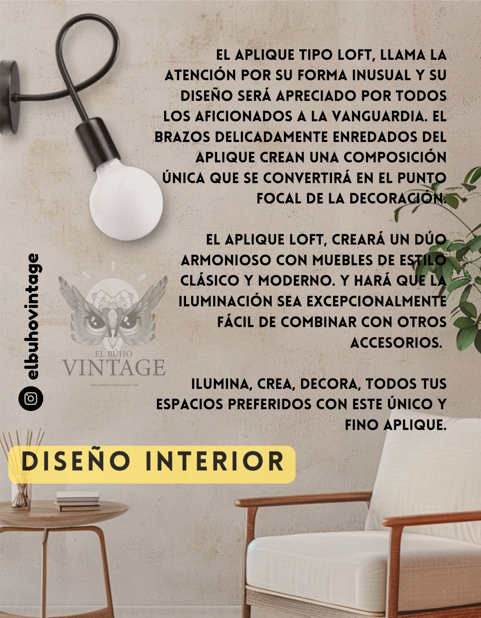 APLIQUE LED DECORATIVO LOFT  2
