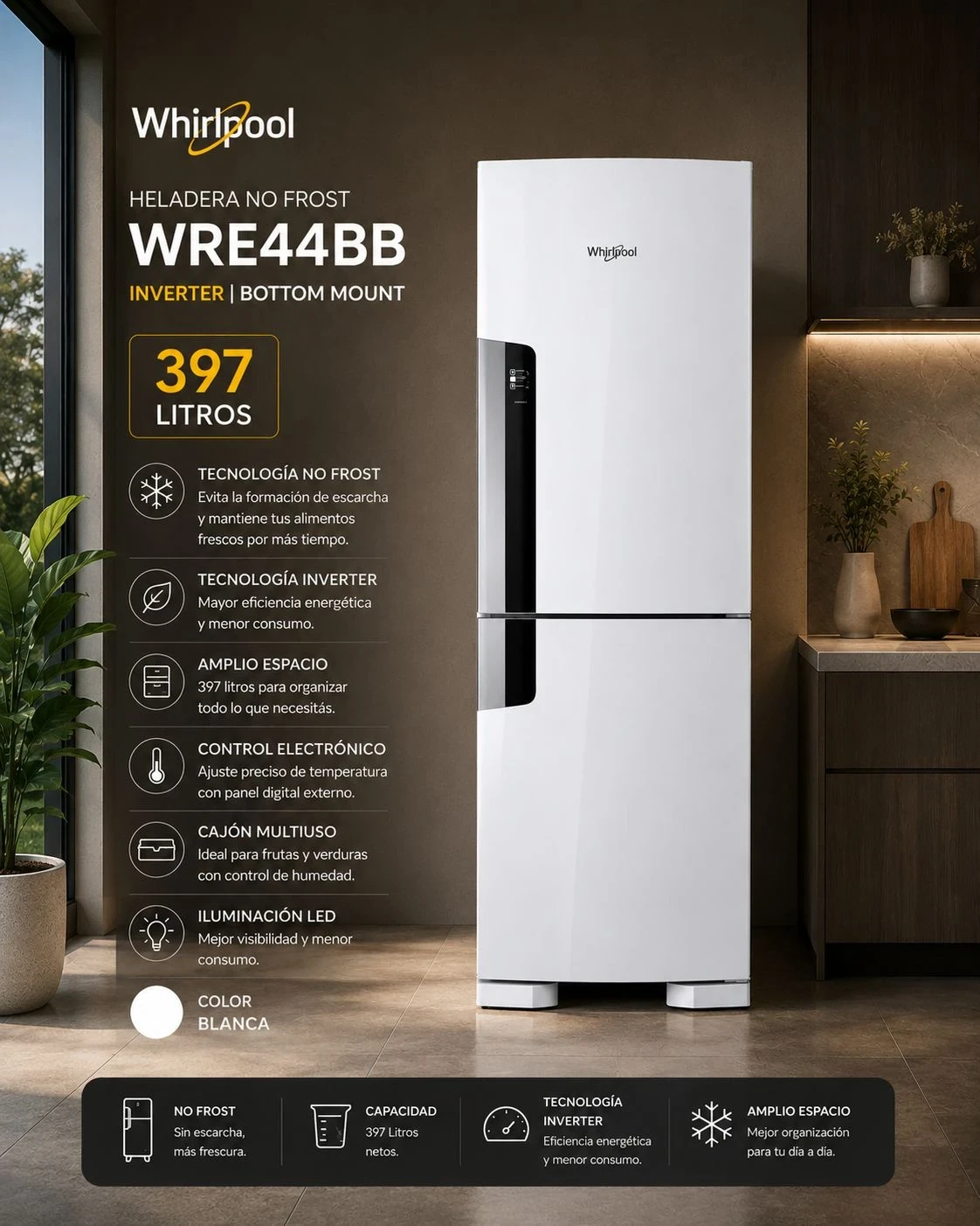 HELADERA WHIRLPOOL NO FROST 397 LTS INVERTER  ‼️SOLO POR PEDIDOS‼️