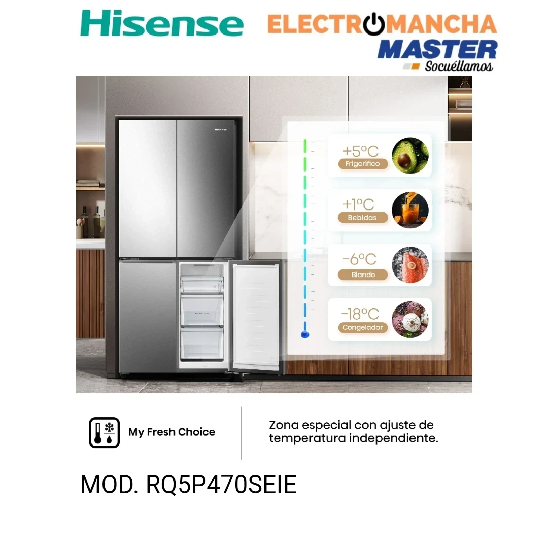 FRIGO AMERICANO HISENSE RQ5P470SEIE 4 PUERTAS INOX 483 LITROS E 6