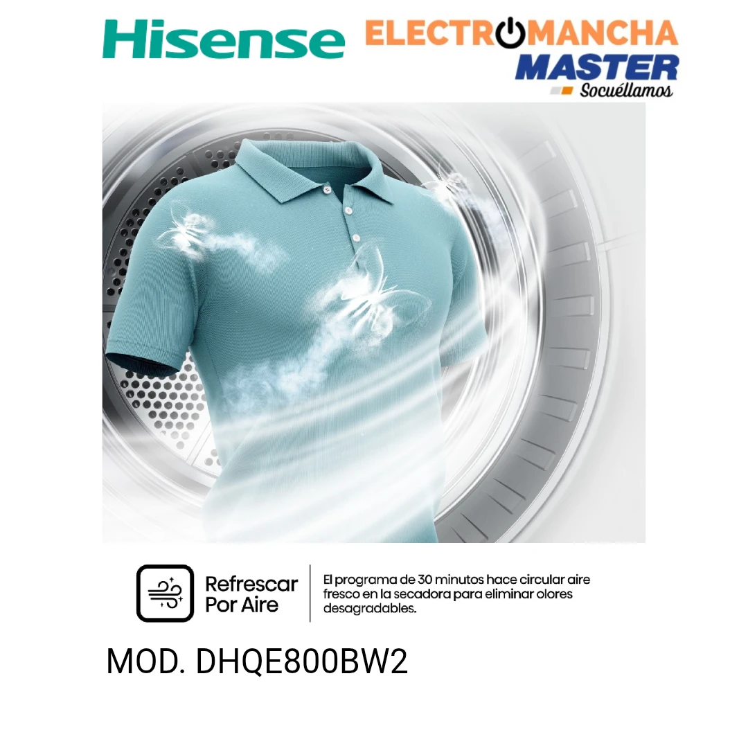 SECADORA HISENSE DHQE800BW2  B. DE CALOR 8 KG A++ 9