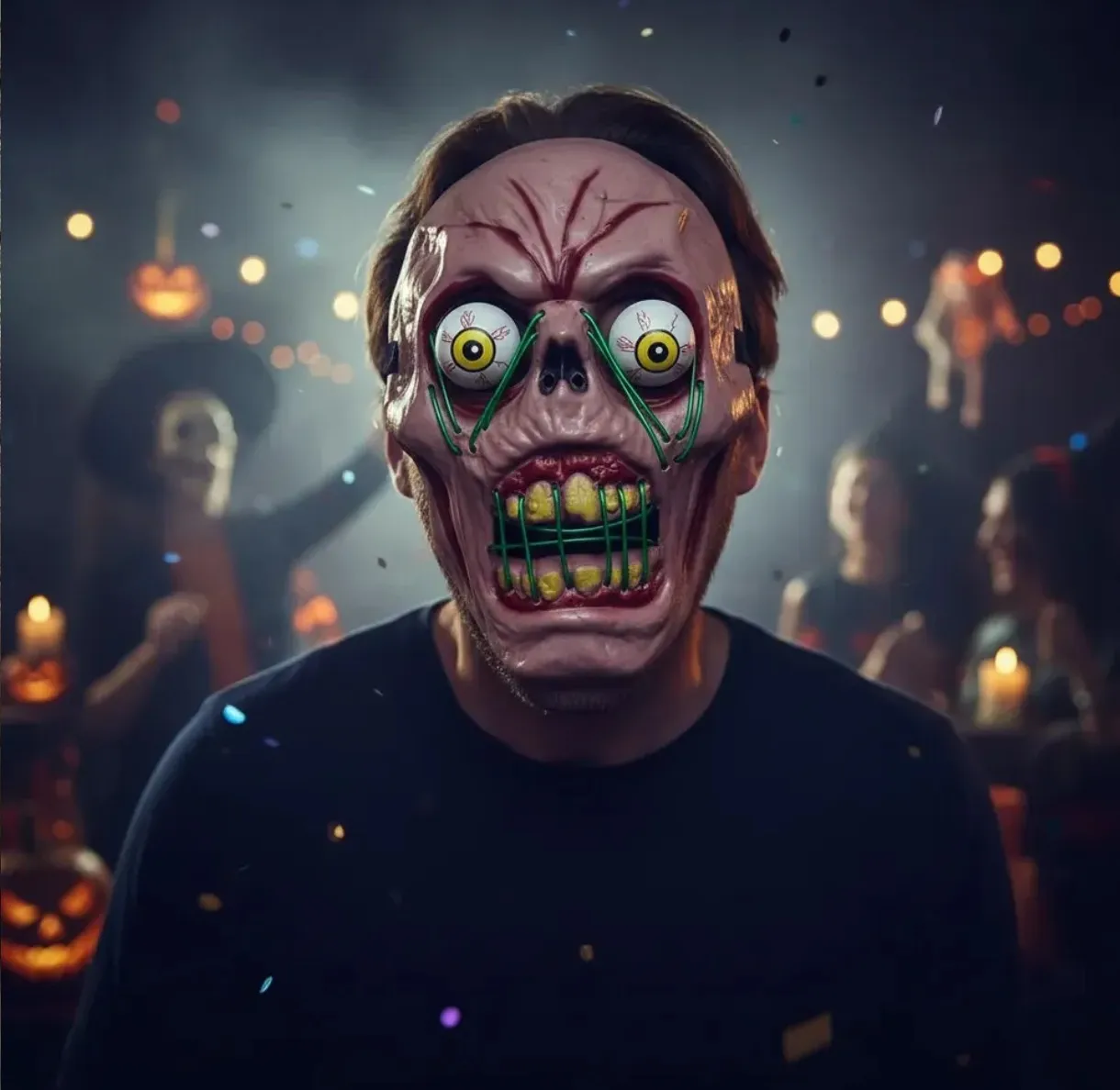 Mascara rigida led zombie ojos locos  4